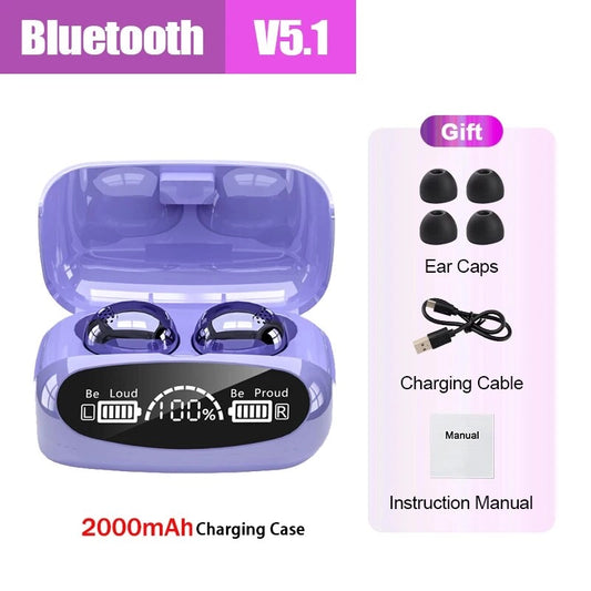 New TWS Earbuds Bluetooth 5.2 Luxury Earphone Smart Digital Touch Wireless Headphones With Mic Waterproof Sports Game Headset M32-Purple CHINA