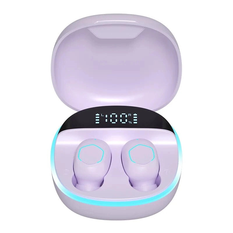 New TWS Earbuds Bluetooth 5.2 Luxury Earphone Smart Digital Touch Wireless Headphones With Mic Waterproof Sports Game Headset YQ12-Purple CHINA