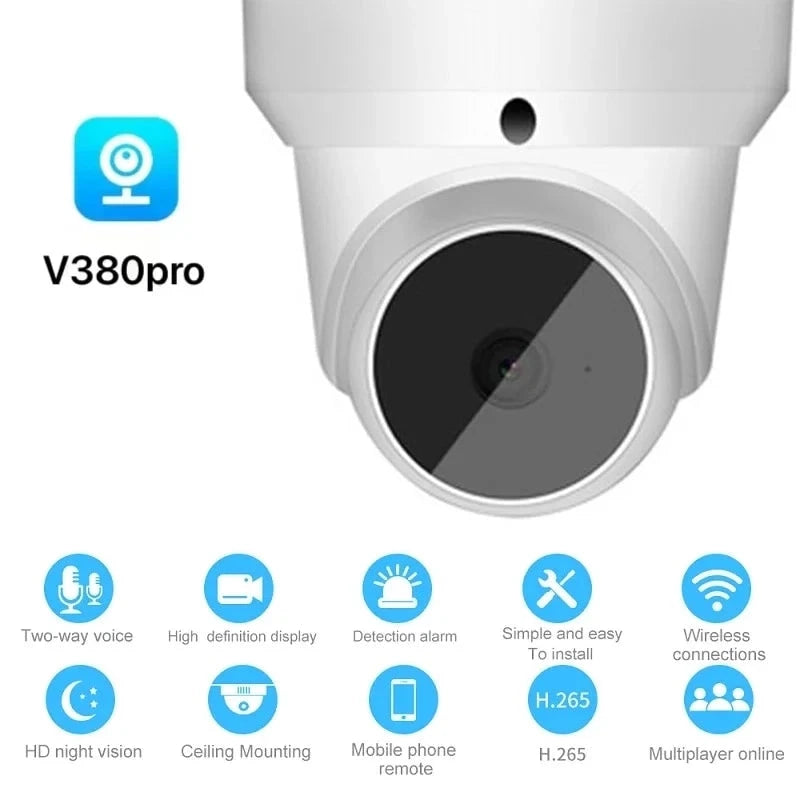 1080P HD V380 Pro Smart IP Camera - Wireless Outdoor Infrared Surveillance with Wifi Camera EU plug