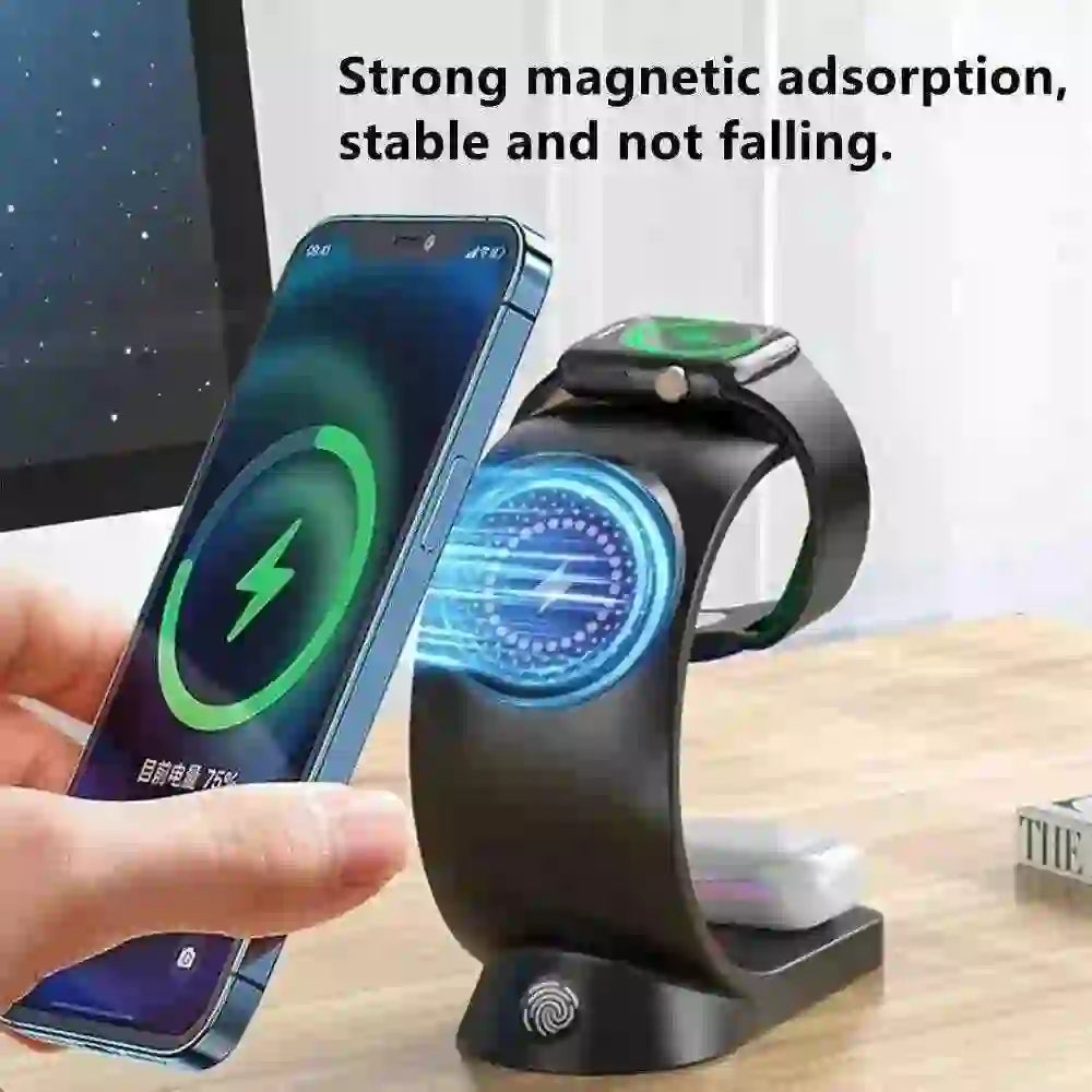  APPPlaza - Best Selling Apps Collection MyAudioSounds MyAudioSounds 4-in-1 Magnetic Wireless Charger for Apple Products - Fast 15W Charging Station for iPhone, Apple Watch, Airpods with RGB LED Lights