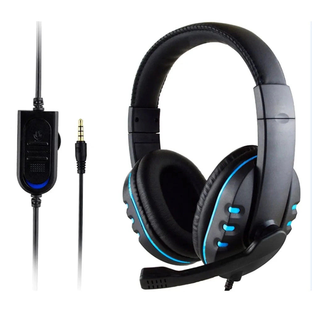 Premium Gaming Headset with Noise-Cancelling Mic and Volume Control for PS4/PC Blue CHINA