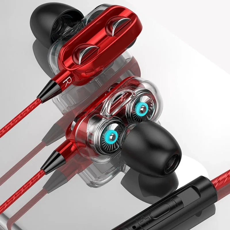 HiFi Stereo Noise Reduction Earphones for iPhone/Android - In-Ear/Over-Ear - 3.5mm Jack Red CHINA