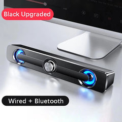 Powerful USB Computer Speaker Bar with Subwoofer and LED Light - For PC, Laptop, Phone, Tablet, MP3, MP4