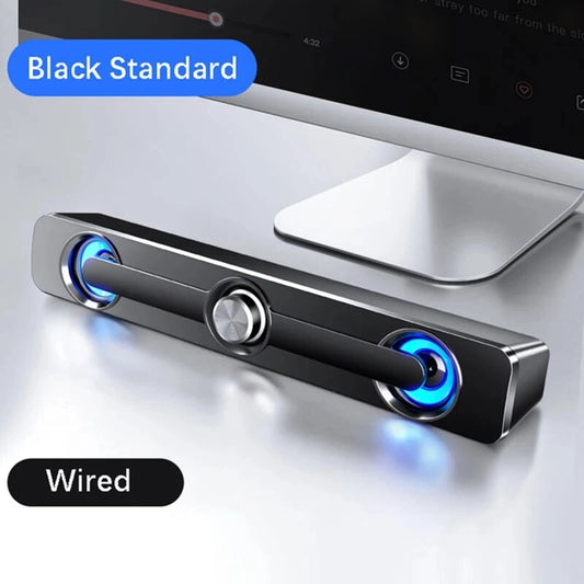 Powerful USB Computer Speaker Bar with Subwoofer and LED Light - For PC, Laptop, Phone, Tablet, MP3, MP4