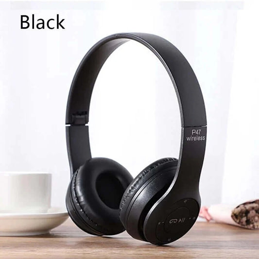 Foldable Wireless Headphones 5.0 - P47 Bluetooth for iPhone/Android/Huawei - TF Card Compatible P47 Black