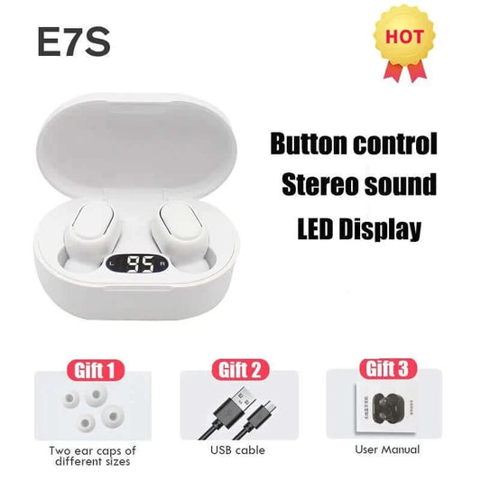 Experience Studio-Quality Sound with E7S TWS Wireless Earphones - Bluetooth 5.0, Touch Control, 9D Stereo, Mic - Compatible with iOS & Android