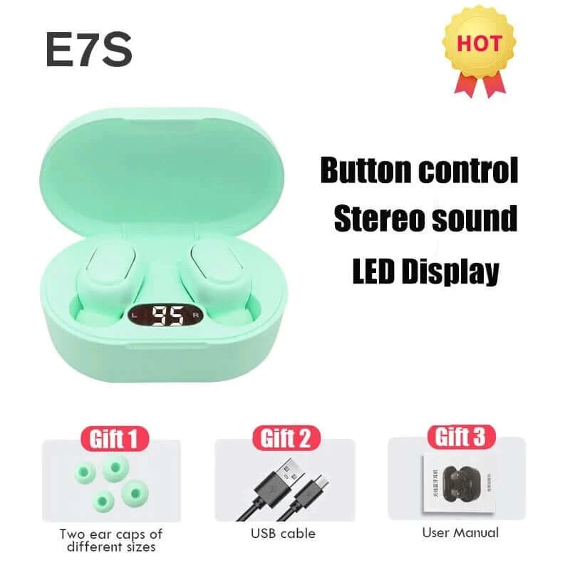 Experience Studio-Quality Sound with E7S TWS Wireless Earphones - Bluetooth 5.0, Touch Control, 9D Stereo, Mic - Compatible with iOS & Android