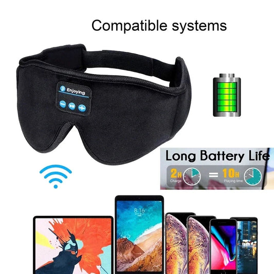 Smart Bluetooth Eye Mask: Music, Sleep Aid & Mic for iOS/Android/Mac - 3D Wireless Headset