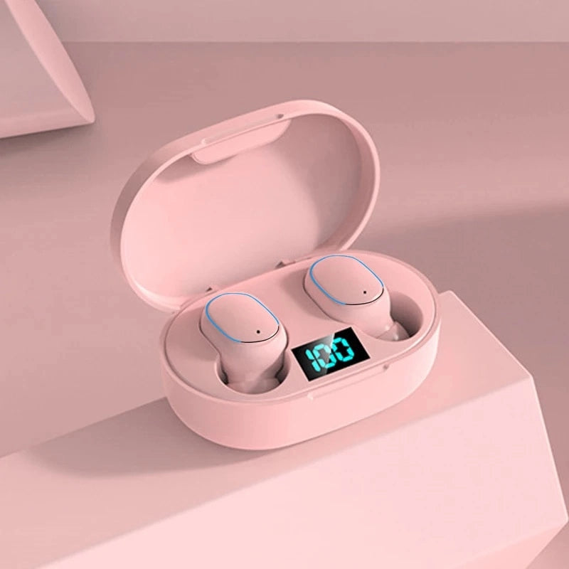 Wireless Bluetooth Earbuds - HIFI Sound, Waterproof, for All Smartphones - Includes Charger & Instructions Pink