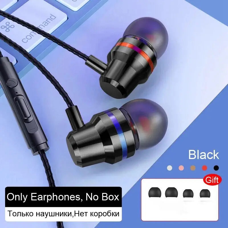 Premium W ired Earphones with Mic - High-Quality Sound, Hands-Free Calling, Universal Compatibility black