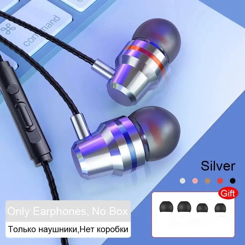 Premium W ired Earphones with Mic - High-Quality Sound, Hands-Free Calling, Universal Compatibility sliver