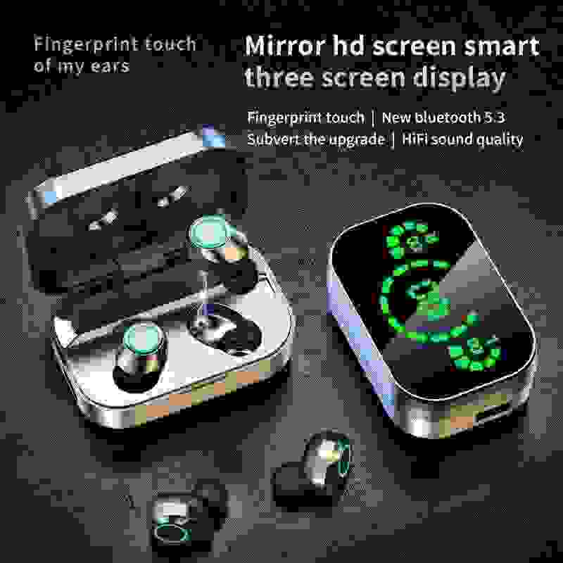 TWS Bluetooth Headphones 5.3 with HD Mirror Display - High-Quality Sound and Style - MyAudioSounds