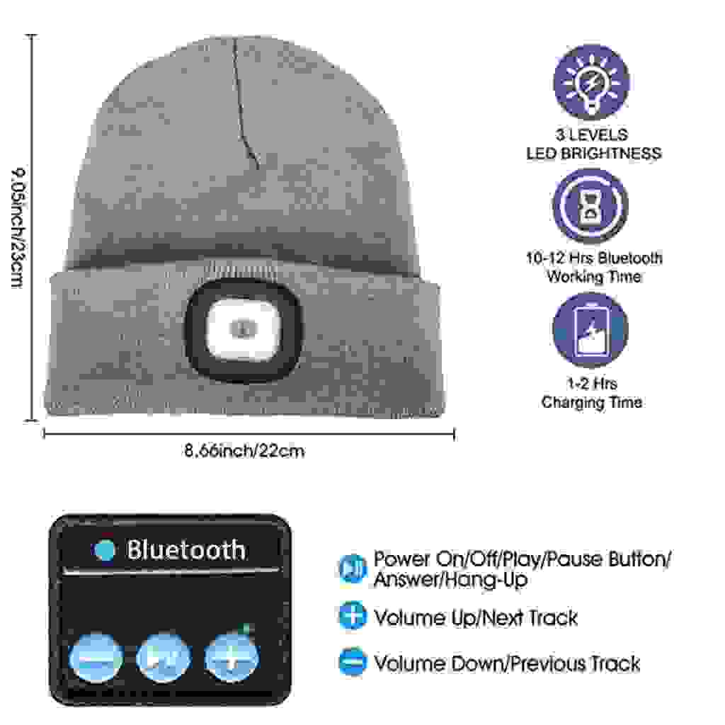 Bluetooth Beanie with LED Light - Stay Cozy and Bright Anywhere - MyAudioSounds