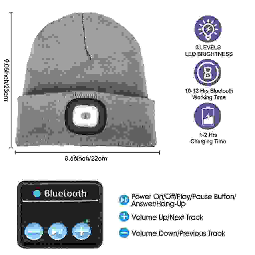 Bluetooth Beanie with LED Light - Stay Cozy and Bright Anywhere - MyAudioSounds