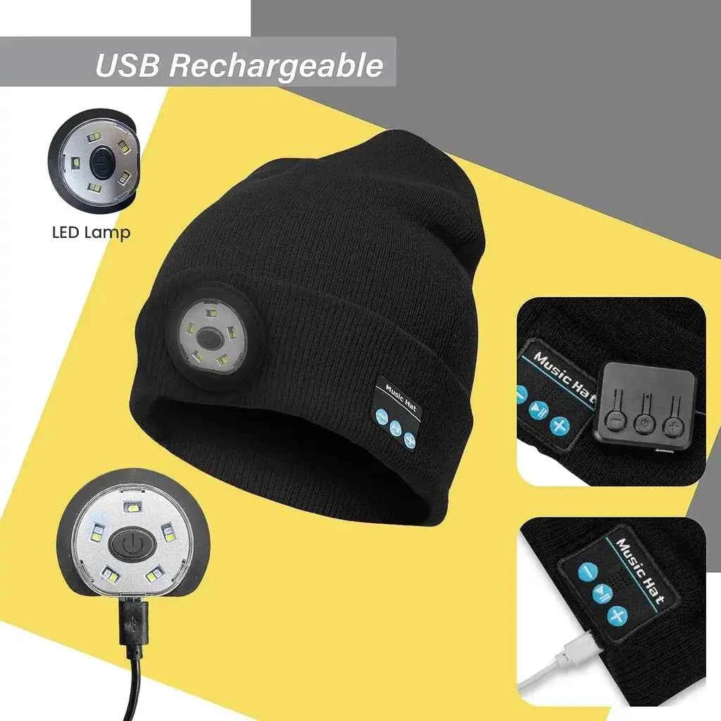 Myaudiosounds Wireless Bluetooth Beanie with LED Lights and Speakers - MyAudioSounds