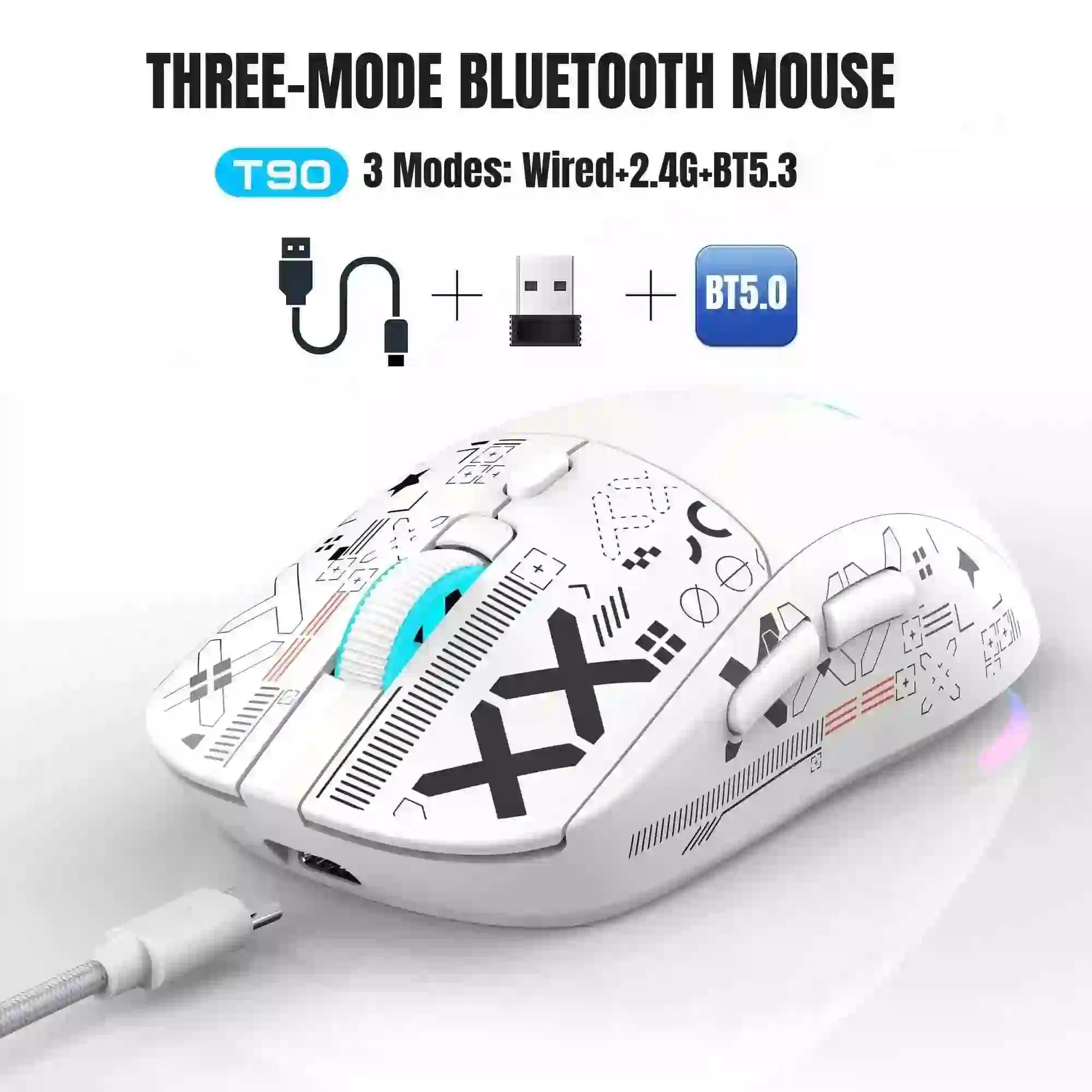 T90 RGB Gaming Mouse - Wireless Bluetooth Gaming Mouse - MyAudioSounds