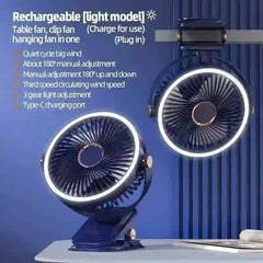 Portable Camping Fan with LED Light - 8000mAh Rechargeable Battery - MyAudioSounds