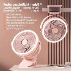 Portable Camping Fan with LED Light - 8000mAh Rechargeable Battery - MyAudioSounds