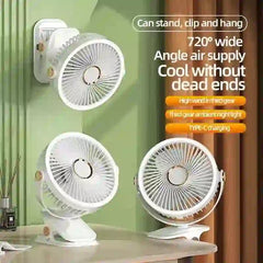 Portable Camping Fan with LED Light - 8000mAh Rechargeable Battery - MyAudioSounds