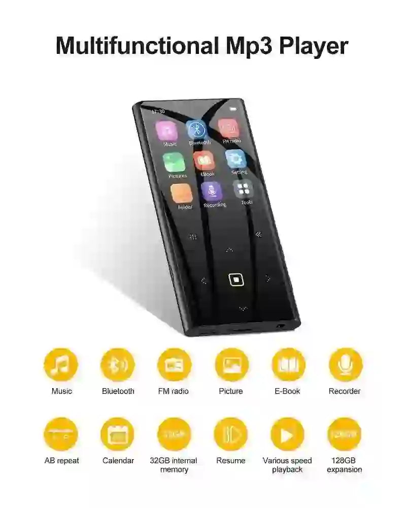 BENJIE M2 Bluetooth MP3 Player 32GB - Portable Music Player with FM Radio and Clip - MyAudioSounds