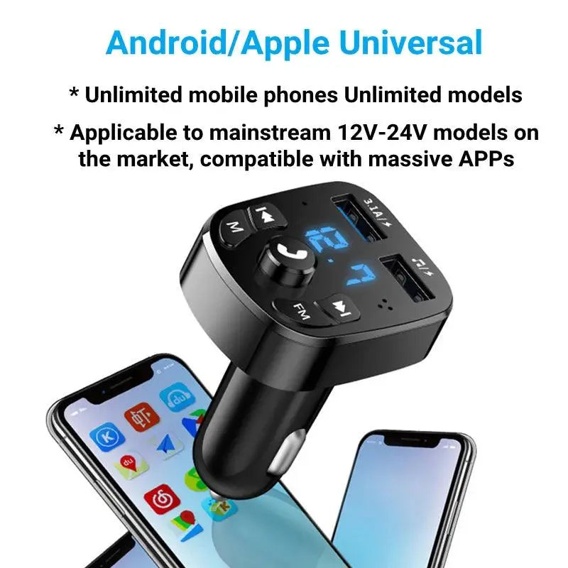 Upgrade Your Car Audio: Bluetooth 5.0 FM Transmitter with Dual USB Charger & Hands-free Calling