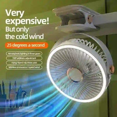 Portable Camping Fan with LED Light - 8000mAh Rechargeable Battery - MyAudioSounds