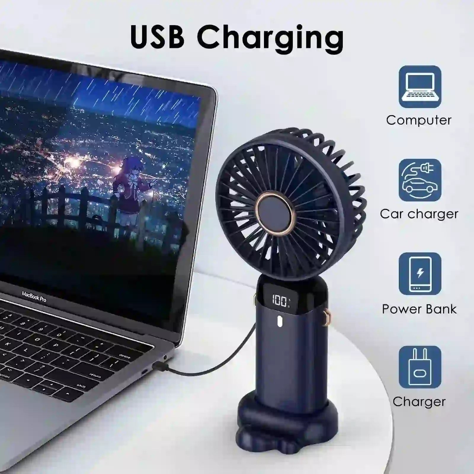 Portable Mini Fan - Rechargeable 5000mAh USB Mini Fan - MyAudioSounds