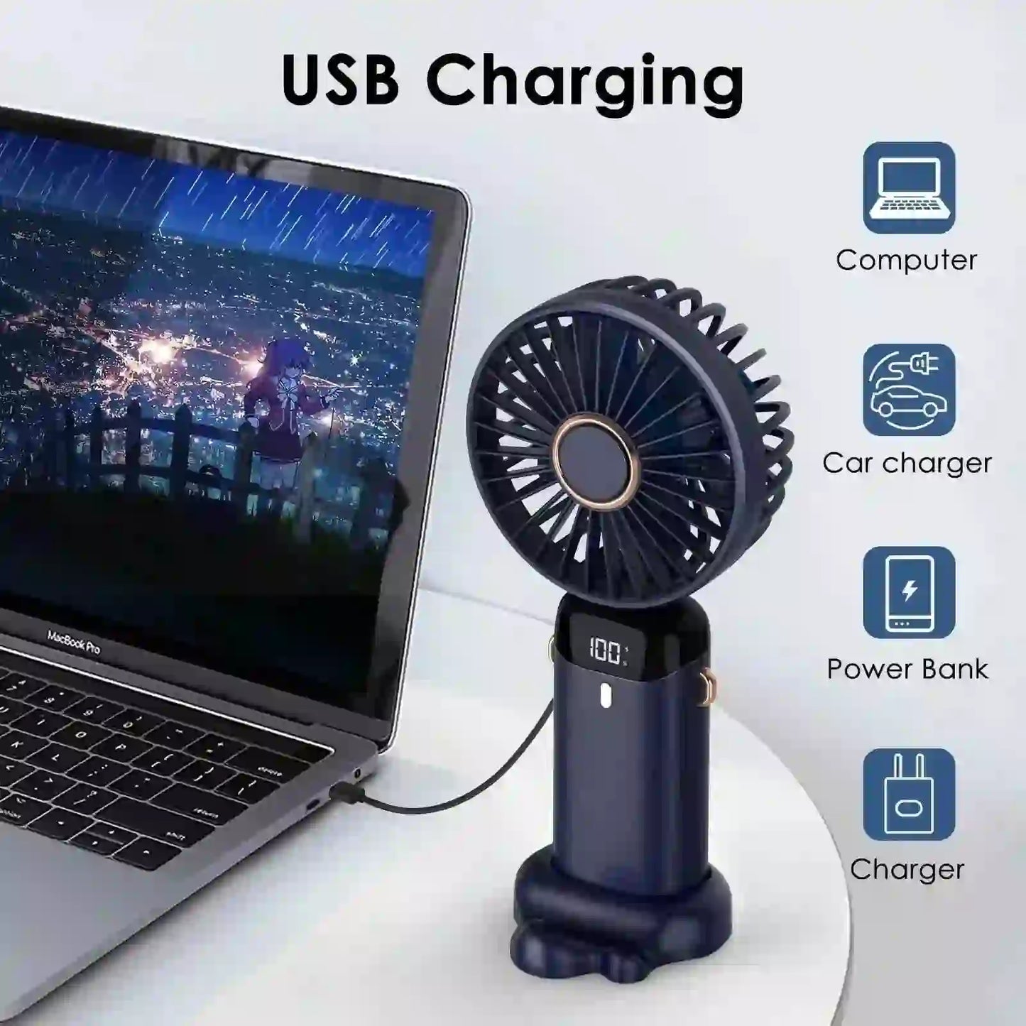Portable Mini Fan - Rechargeable 5000mAh USB Mini Fan - MyAudioSounds