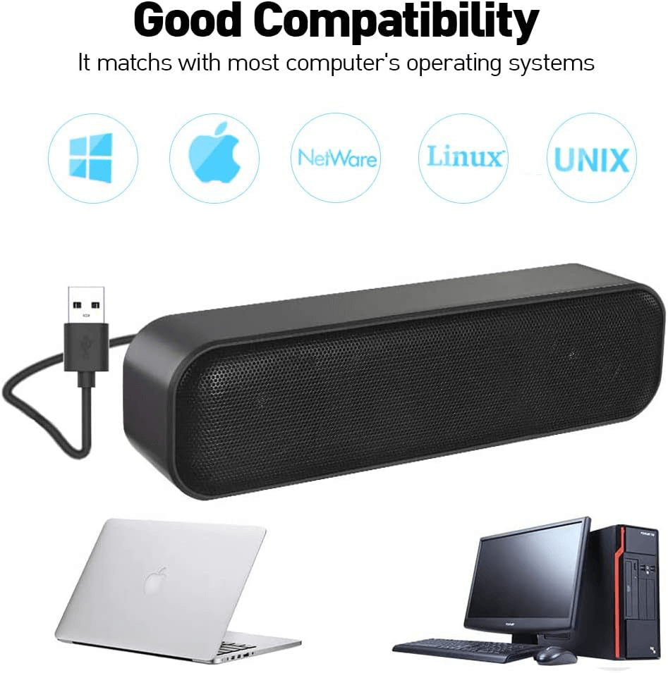 Myaudiosounds USB Wired Stereo Soundbar Speakers for Enhanced Audio Experience - MyAudioSounds